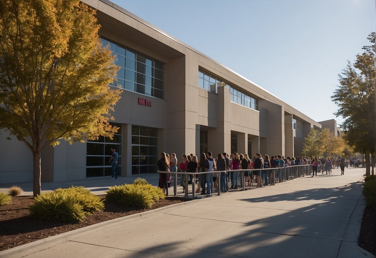 WWE Training Center Cost: The Price of Your Wrestling Dream 3 A line of eager students waits outside the WWE training center, ready to enroll. The cost information is displayed on a sign near the entrance