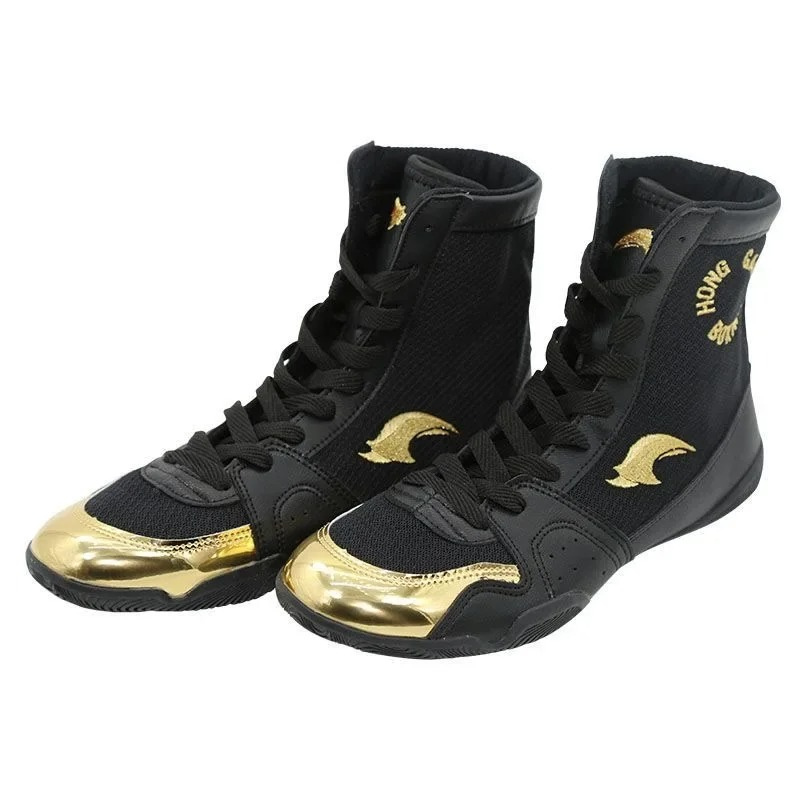 black and gold boxing shoes